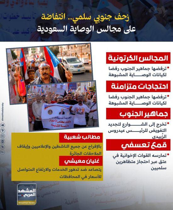 زحف جنوبي سلمي.. انتفاضة على مجالس الوصاية السعودي.. (إنفوجراف)