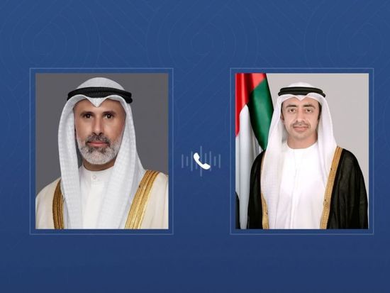 عبدالله بن زايد يتلقى اتصالاً هاتفياً من وزير خارجية الكويت