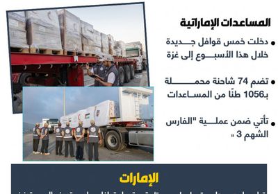 ضمن "الفارس الشهم 3".. دخول 5 قوافل مساعدات إماراتية إلى غزة (إنفوجراف)