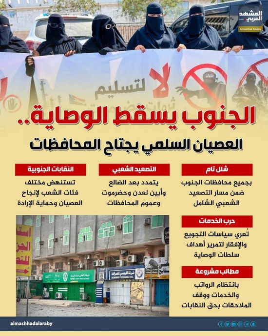 الجنوب يسقط الوصاية.. العصيان السلمي يجتاح المحافظات (إنفوجراف)
