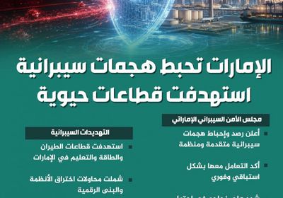الإمارات تحبط هجمات سيبرانية استهدفت قطاعات حيوية (إنفوجراف)