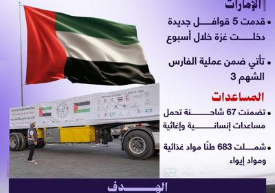 الإمارات تواصل دعم غزة ب67 شحنة مساعدات جديدة (إنفوجراف)