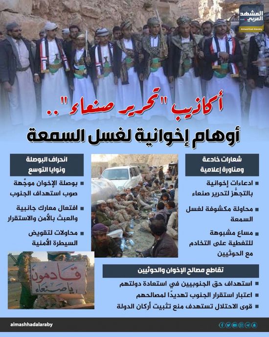 أكاذيب " تحرير صنعاء".. أوهام إخوانية لغسل السمعة (إنفوجراف)