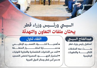 الرئيس السيسي ورئيس وزراء قطر يبحثان ملفات التعاون والتهدئة (إنفوجراف)