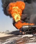 حريق ضخم يندلع داخل مجمع الدورة النفطي في بغداد