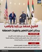 الشيخ محمد بن زايد وترامب يبحثان تعزيز التعاون وتطورات المنطقة (إنفوجراف)