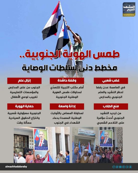 طمس الهوية الجنوبية.. مخطط دنئ لسلطات الوصاية (إنفوجراف)