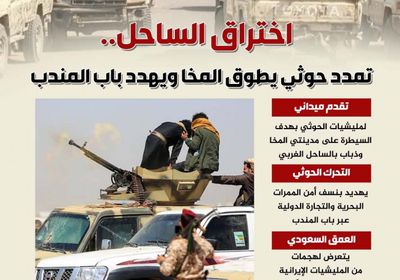 اختراق الساحل.. تمدد حوثي يطوق المخا ويهدد باب المندب (إنفوجراف)
