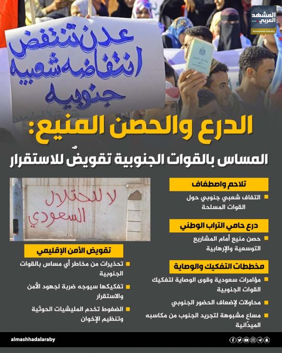 الدرع والحصن المنيع: المساس بالقوات الجنوبية تقويض للاستقرار (إنفوجراف)