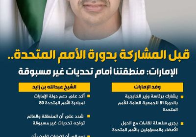 قبل المشاركة بدورة الأمم المتحدة.. الإمارات: منطقتنا أمام تحديات غير مسبوقة (إنفوجراف)