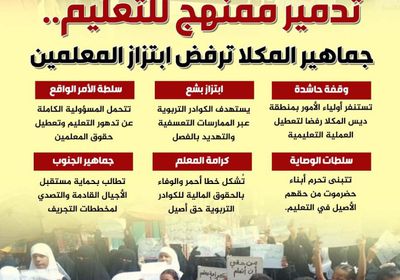 تدمير ممنهج للتعليم.. جماهير المكلا ترفض ابتزاز المعلمين (إنفوجراف)