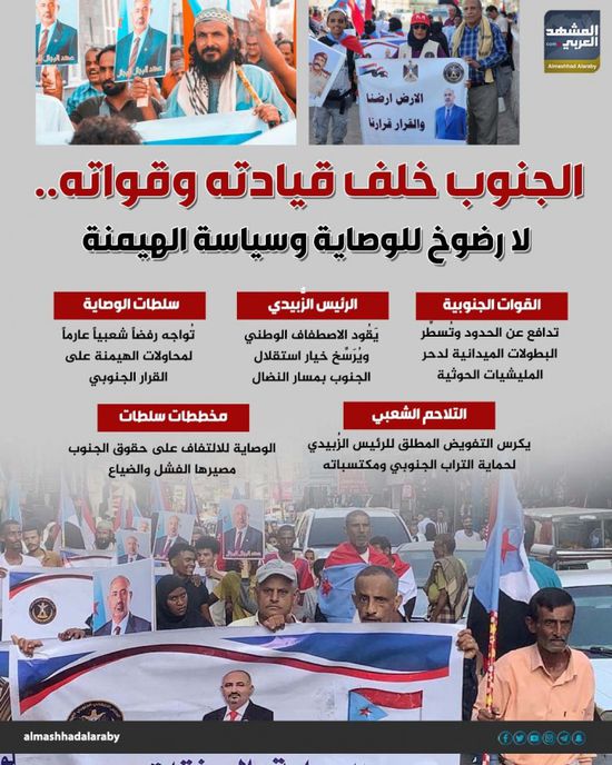 الجنوب خلف قيادته وقواته.. لا رضوخ للوصاية وسياسة الهيمنة (إنفوجراف)