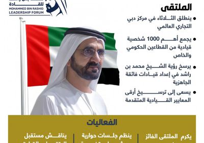 ملتقى محمد بن راشد للقادة "ينطلق" الثلاثاء بمشاركة 1000 شخصية قيادية (إنفوجراف)