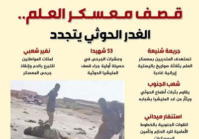 قصف معسكر العلم.. الغدر الحوثي يتجدد (إنفوجراف)