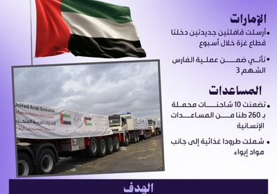 قافلتان جديدتان من المساعدات الإماراتية إلى غزة (إنفوجراف)